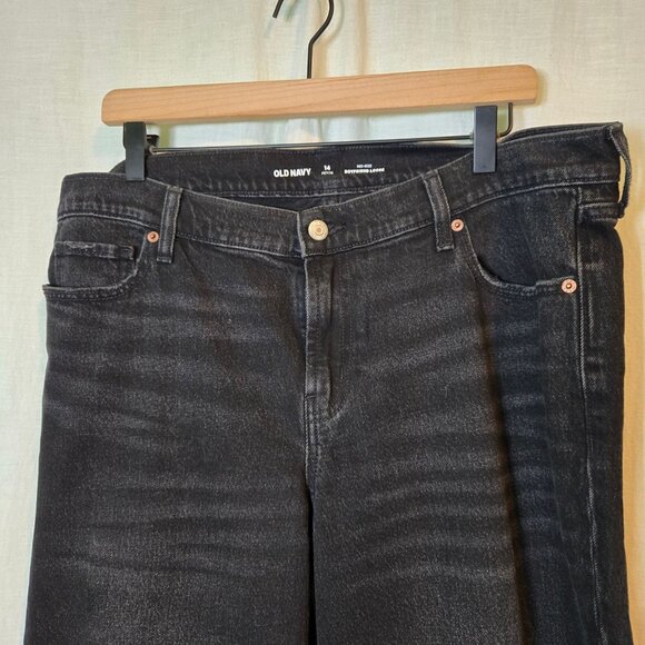Old Navy jeans womens 14P black boyfriend loose relaxed mid-rise - Picture 7 of 9